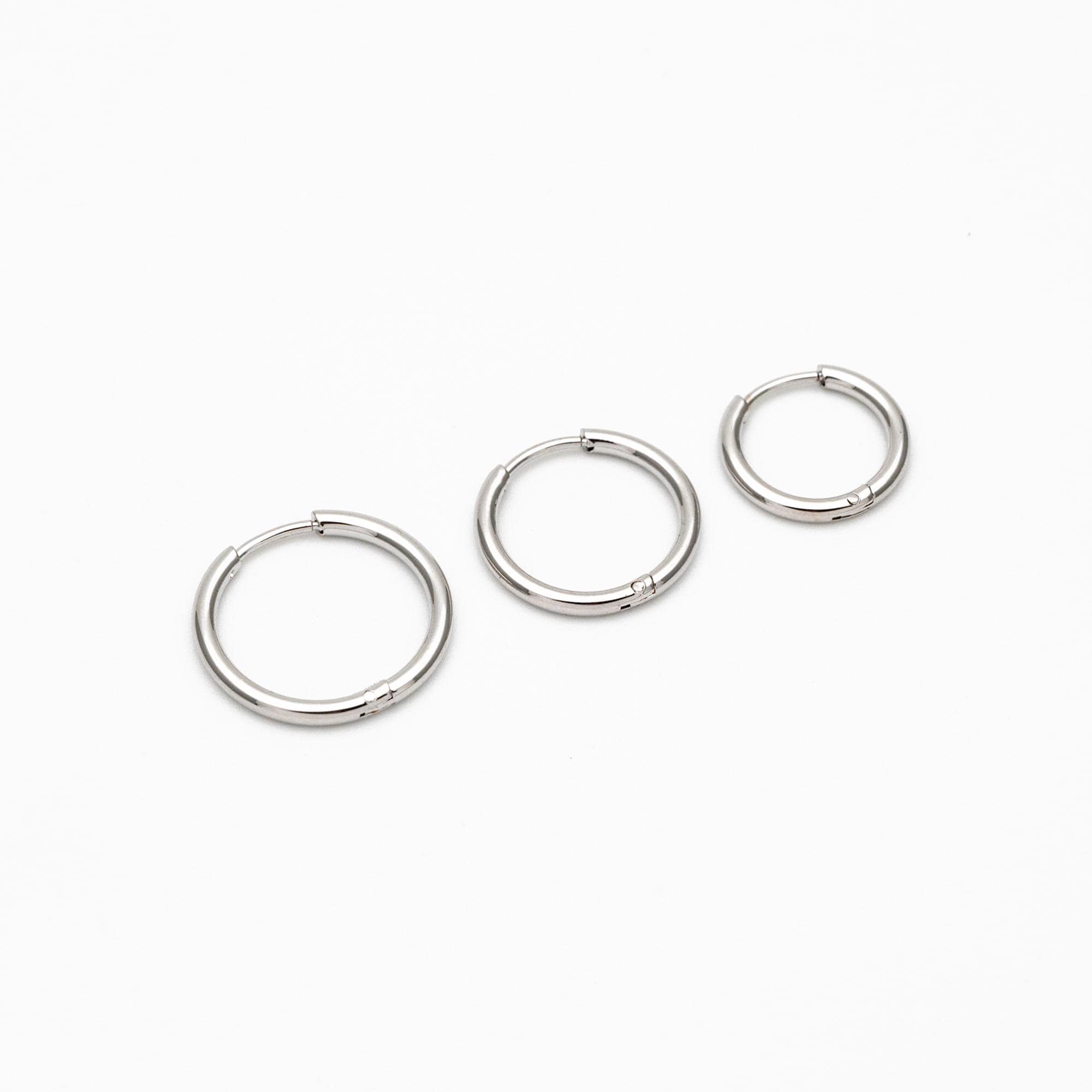 10pcs Gold/ Silver Rose Gold Huggie Hoop Earrings 14/ 16/ 18mm, Stainless Steel Hoops, Simple Hoops 1.6mm thick (GB-2200)